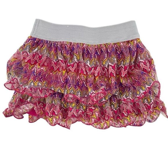 Justice Girl’s Multicolor Abstract Tiered Metallic Skater Tulle Skort Size 6 - Picture 8 of 9